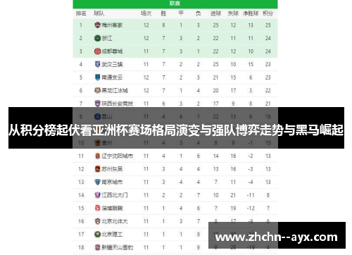 从积分榜起伏看亚洲杯赛场格局演变与强队博弈走势与黑马崛起
